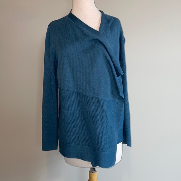LOFT navy draped open front cardigan - Picture 5 of 7
